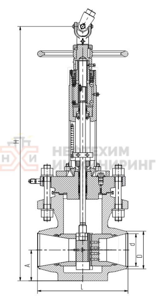 Клапан регулирующий ручной под приварку 1046-250-0 DN 250 PN 12,0 МПа Т250 °С, корпус ст. 20