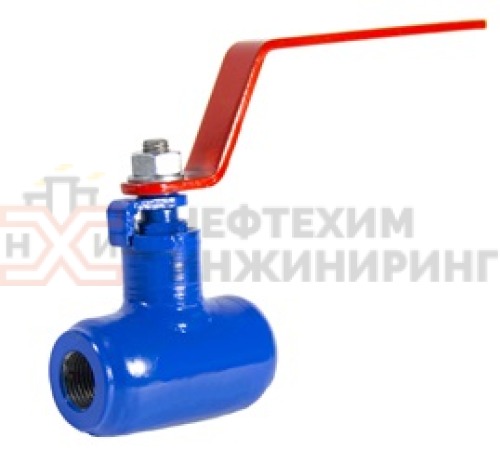 Кран шаровой цельносварной проходной неполнопроходной муфтовый ручной КШ-Ц.П.НП.М.Р.НХИ.032/025.040.02.ХЛ1 DN 32/25 PN 4,0 МПа, корпус ст. 09Г2С, класс герметичности «А» по ГОСТ 9544-2015 (газ)