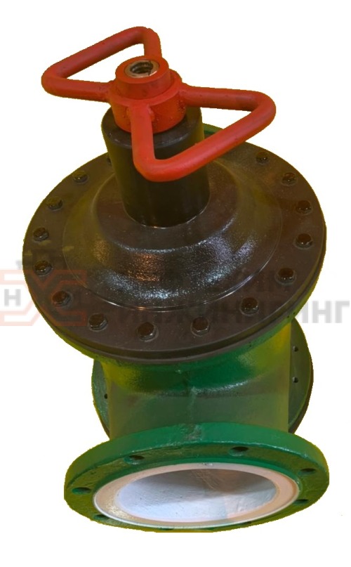 Клапан запорный мембранный фланцевый "до себя" нормально закрытый 22ч7п DN 100 PN 0,6 МПа У3, корпус чугун, класс герметичности «А» по ГОСТ 9544-2015