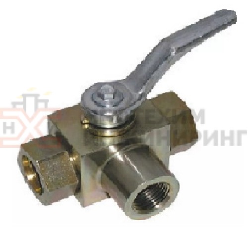 Кран шаровой разборный трехходовой полнопроходной муфтовый ручной КШ-Р.ТХ.ПП.М.Р.НХИ.050.160.03.УХЛ1 DN 50 PN 16,0 МПа, корпус ст. 12Х18Н10Т, класс герметичности «А» по ГОСТ 9544-2015