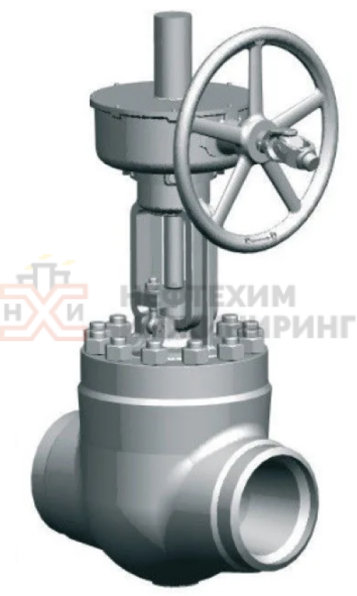 Задвижка запорная под приварку с коническим редуктором 1511-300-КЗ DN 300 PN 10,0 МПа Т450 °С, корпус ст. 15ГС