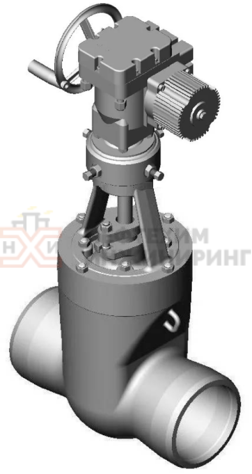 Задвижка запорная под приварку с электроприводом (ЭП-З-300-25-Б1-0-А-У1) 2с-ЭН-1 DN 150 PN 10,0 МПа Т450 °С, корпус ст. 25Л