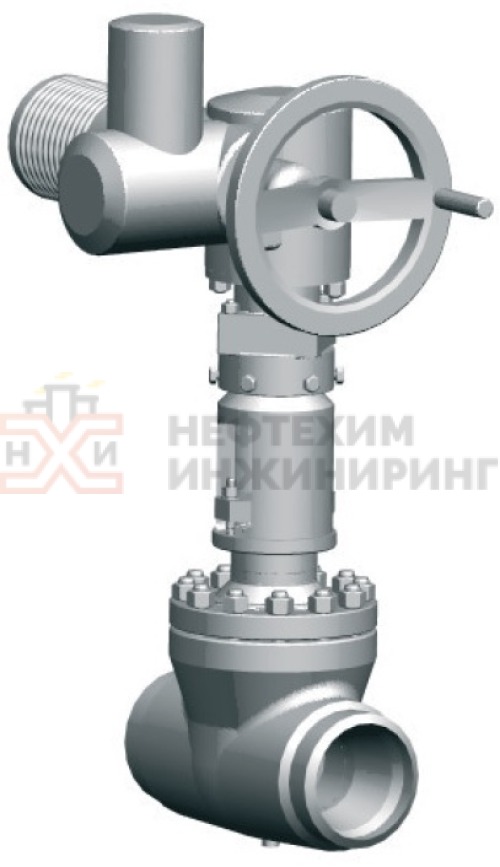 Задвижка запорная под приварку с электроприводом (AUMA SA16.2/GK30.2-F30-380/50/3-22) 883-250-ЭД-01 DN 250 PN 13,7 МПа Т545 °С, корпус ст. 15Х1М1Ф